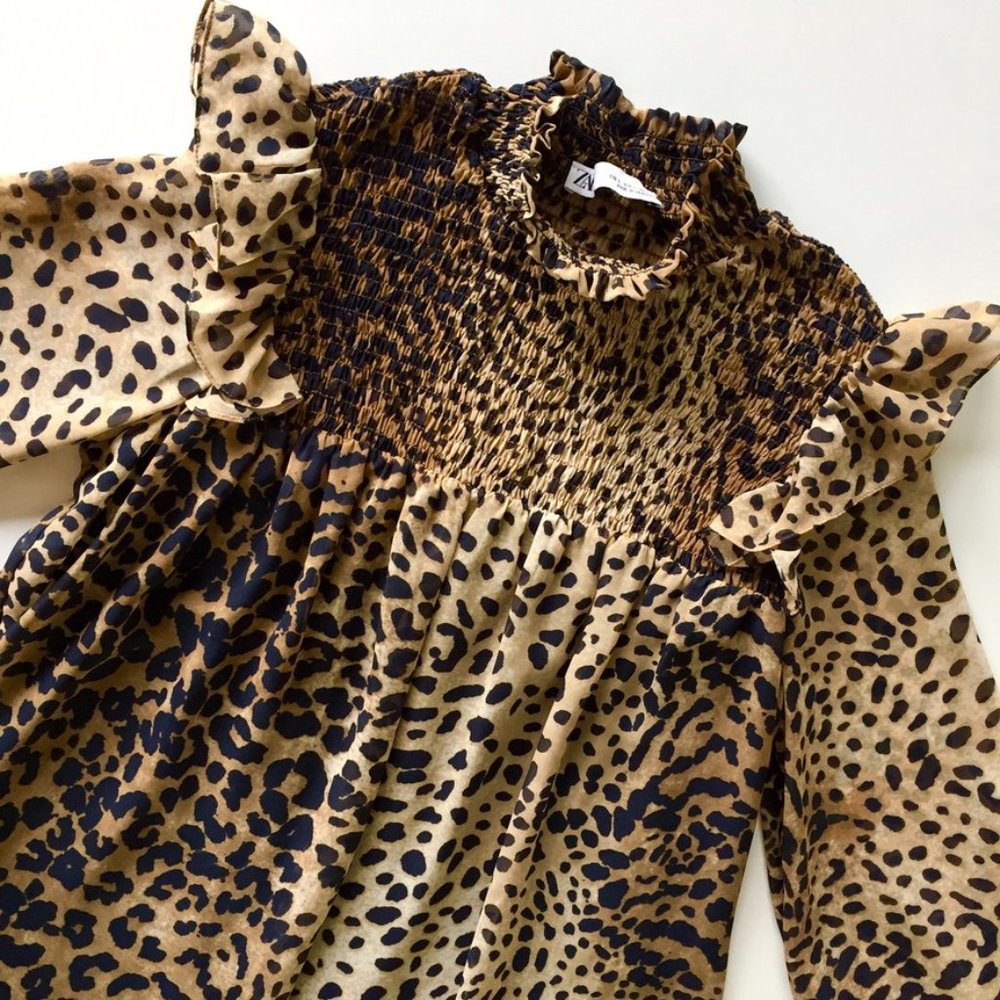 Zara - Leopard print Baby Doll Dress - XS/S